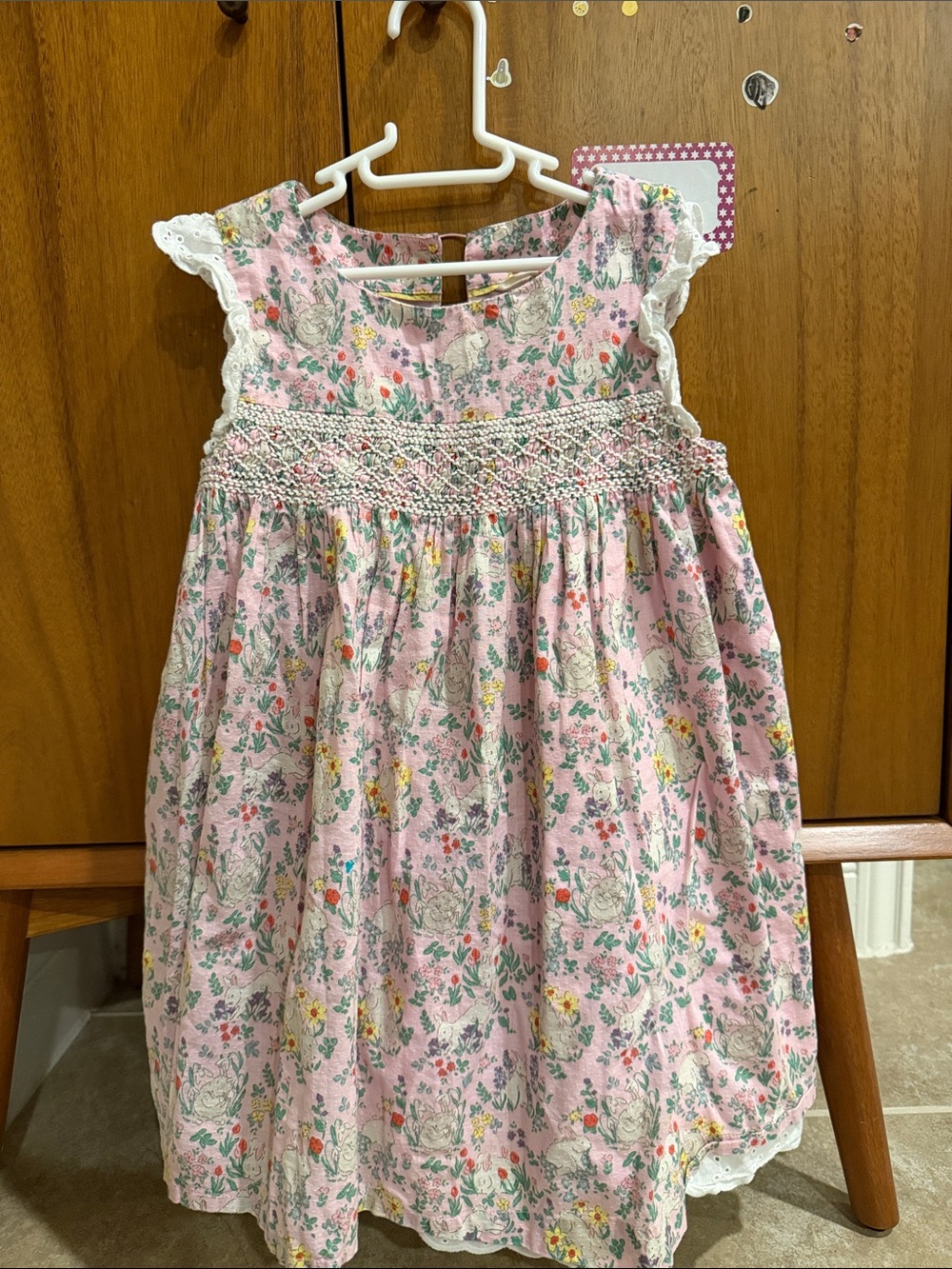 Girls' Pink Floral Smocked Dress